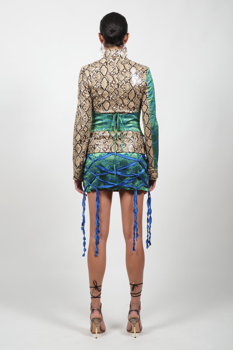 Pre Order-Snake Brocade Moto Jacket