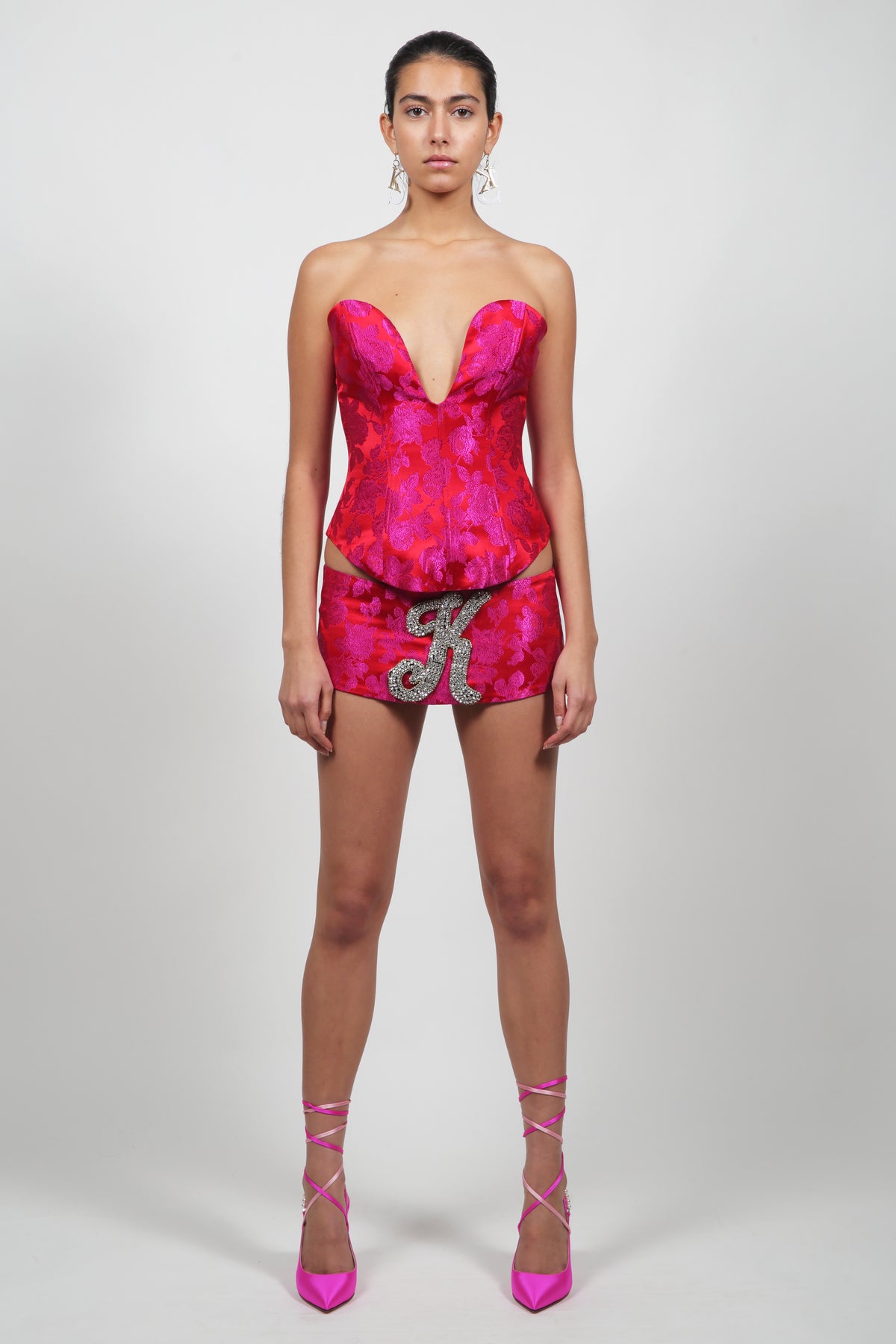 Hot Pink Brocade Bustier