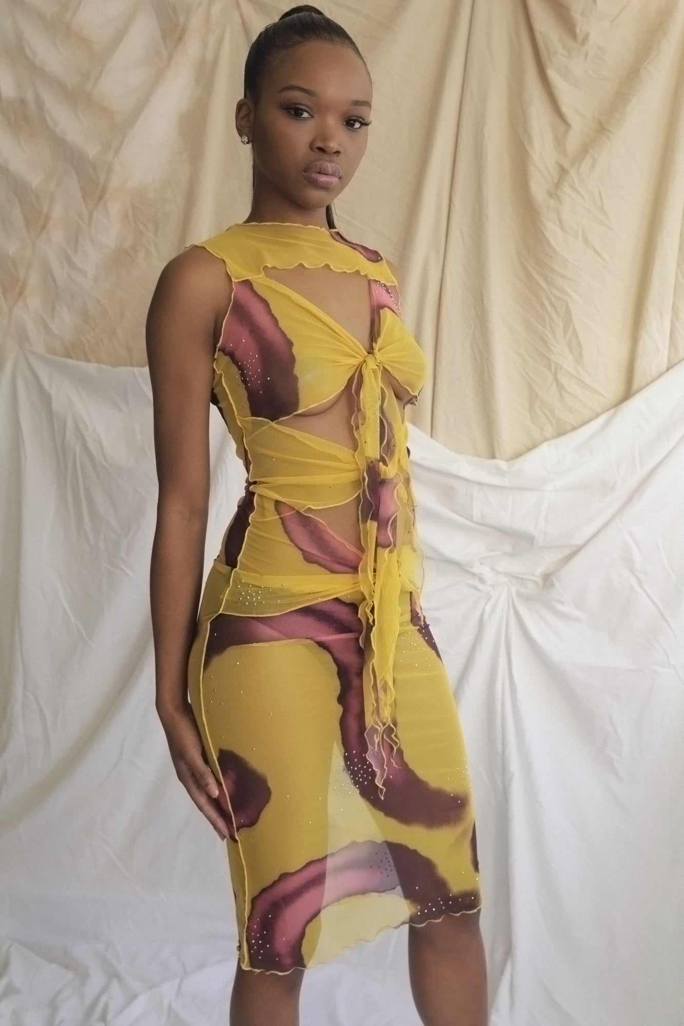 Swirl Print Multi Tie Sleeveless Dress Kim Shui Studio Swirl Print Multi Tie Sleeveless Dress Kim Shui Studio