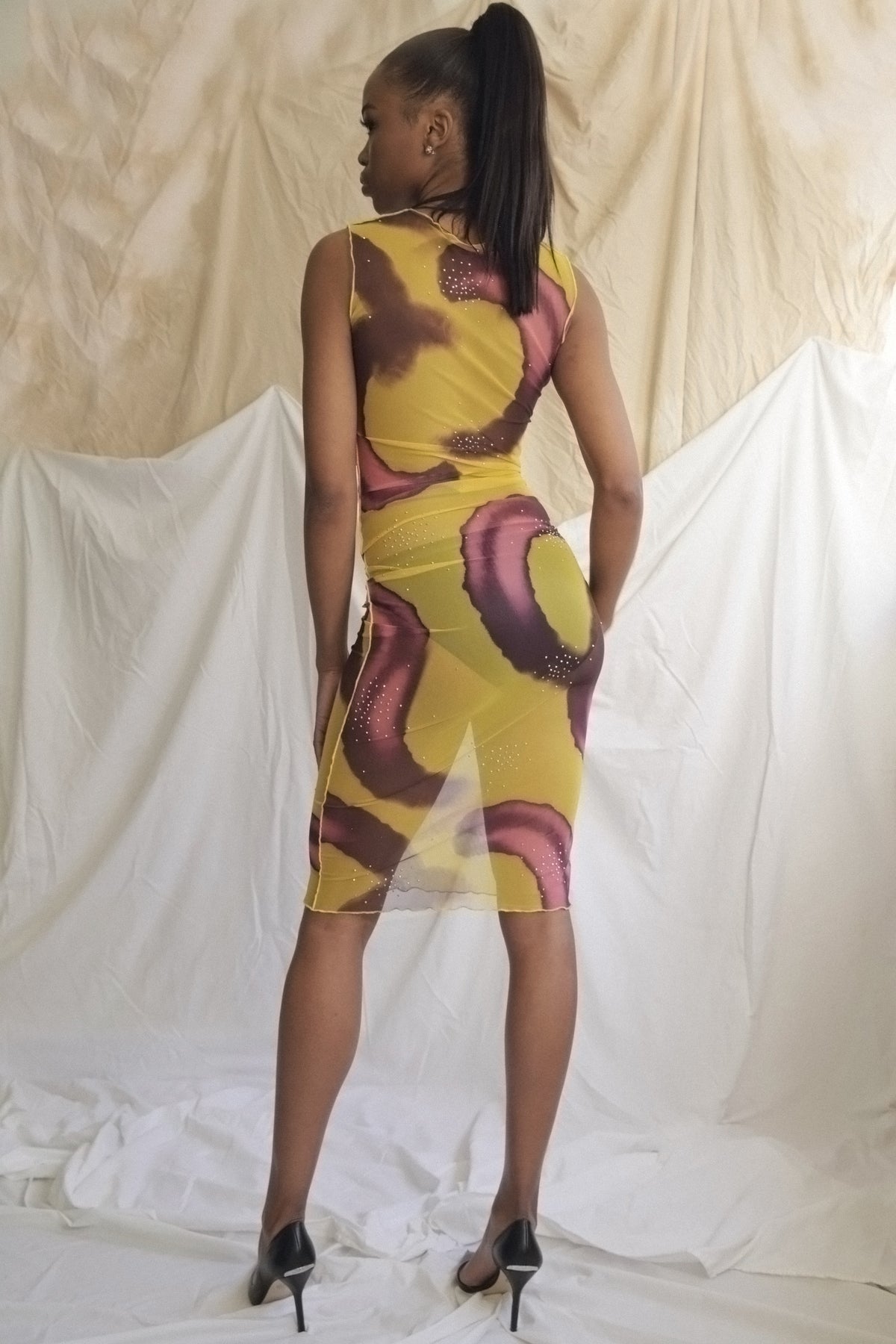 Swirl Print Multi Tie Sleeveless Dress