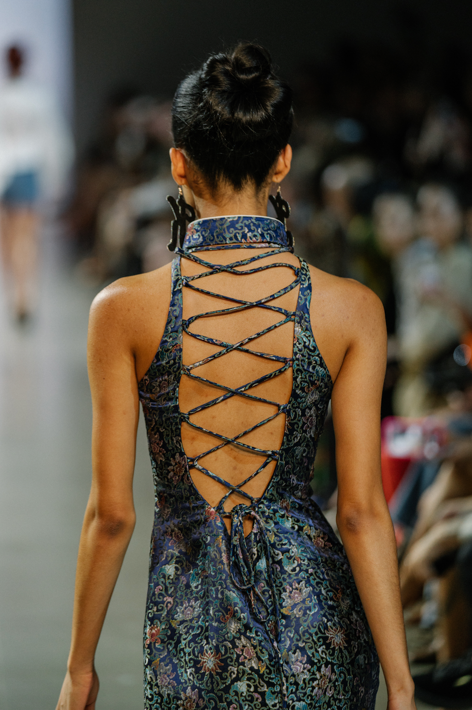 Denim Mini Combo Qi Pao Dress-pre order