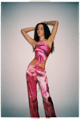 Rose Print Silk Pant
